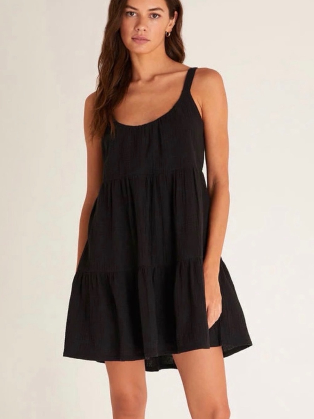 Zsupply - Women’s Black Tiered Spaghetti-Strap Sundress - XS